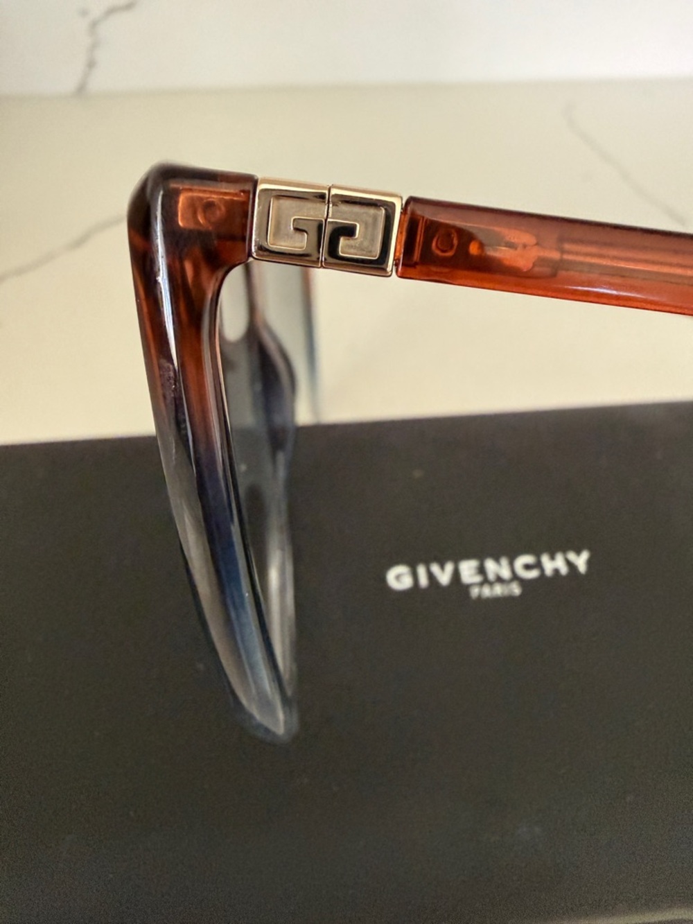 Givenchy Brown to Clear Gradient Square Sunglasses with Gray Lenses - Picture 2 of 3